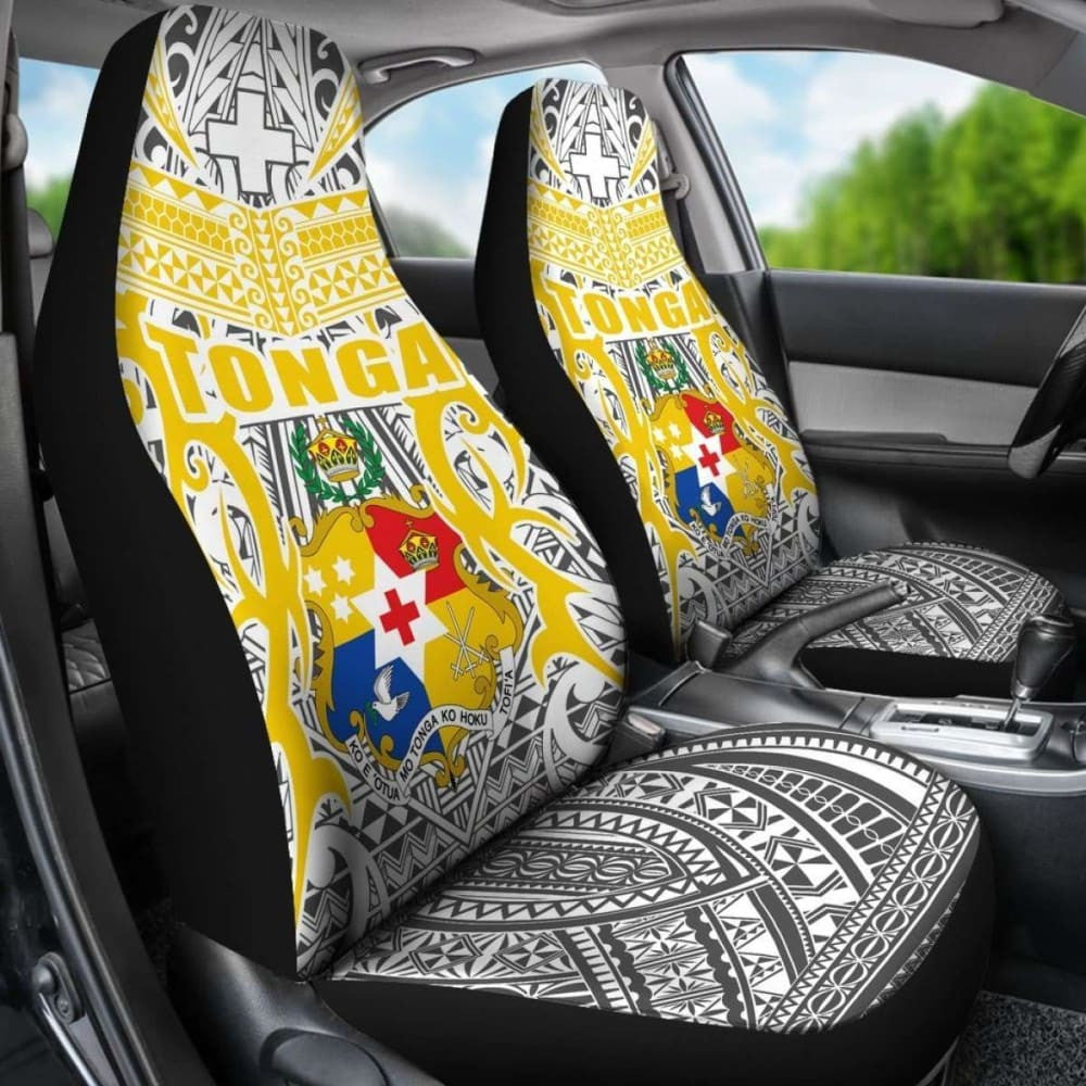 Tonga Car Seat Covers - Kingdom Of Tonga Set Of (White Gold)