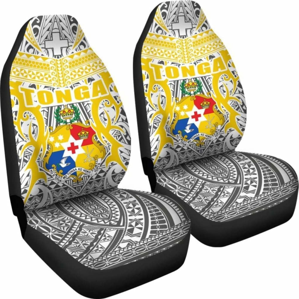 Tonga Car Seat Covers - Kingdom Of Tonga Set Of (White Gold)