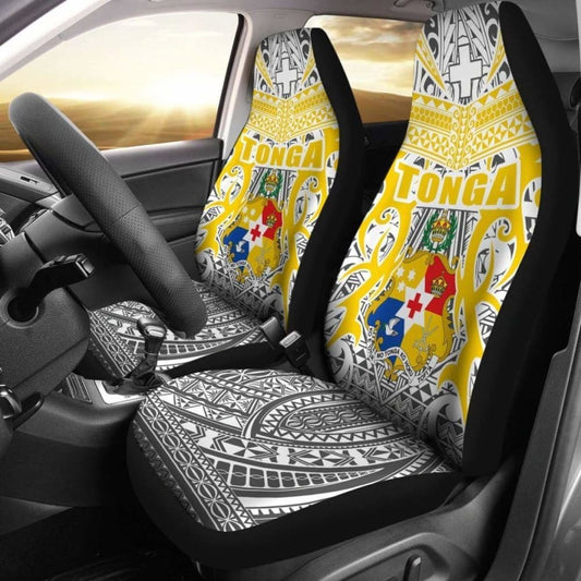 Tonga Car Seat Covers - Kingdom Of Tonga Set Of (White Gold)