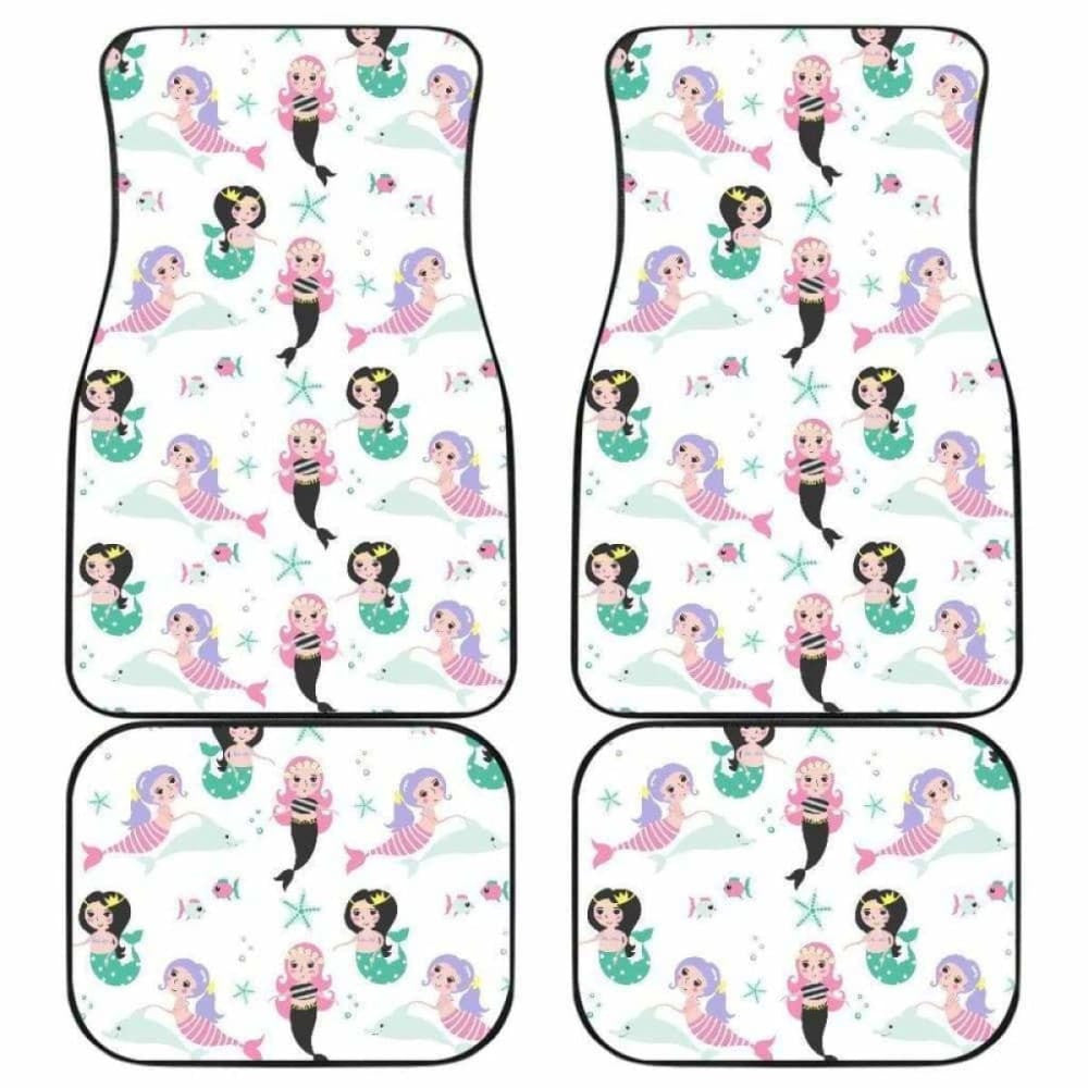 Cute Mermaid Dolphin Fish Starfish Pattern Front And Back Car Mats