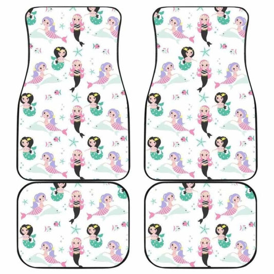 Cute Mermaid Dolphin Fish Starfish Pattern Front And Back Car Mats