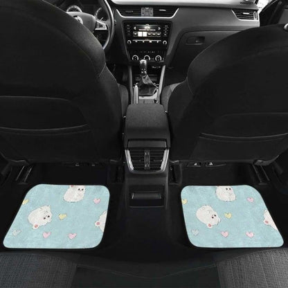 White Cute Hamsters Heart Pattern Front And Back Car Mats