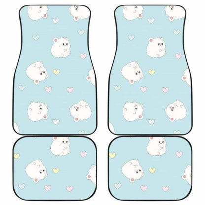 White Cute Hamsters Heart Pattern Front And Back Car Mats