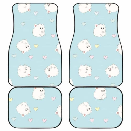 White Cute Hamsters Heart Pattern Front And Back Car Mats