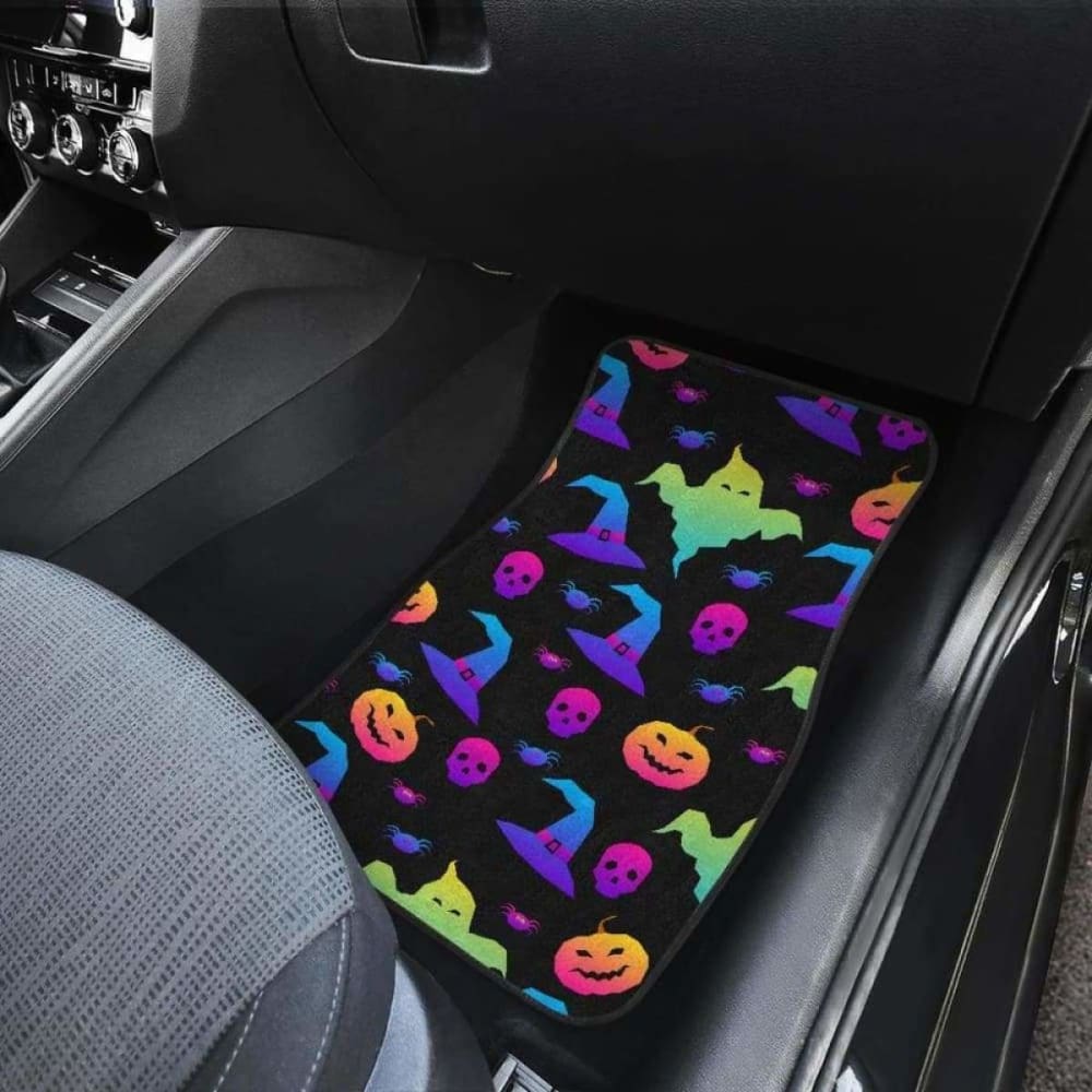 Colorful Halloween Background Front And Back Car Mats