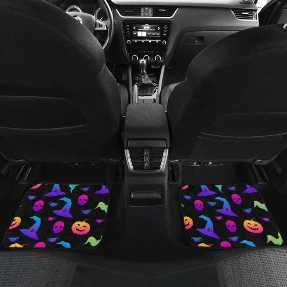 Colorful Halloween Background Front And Back Car Mats