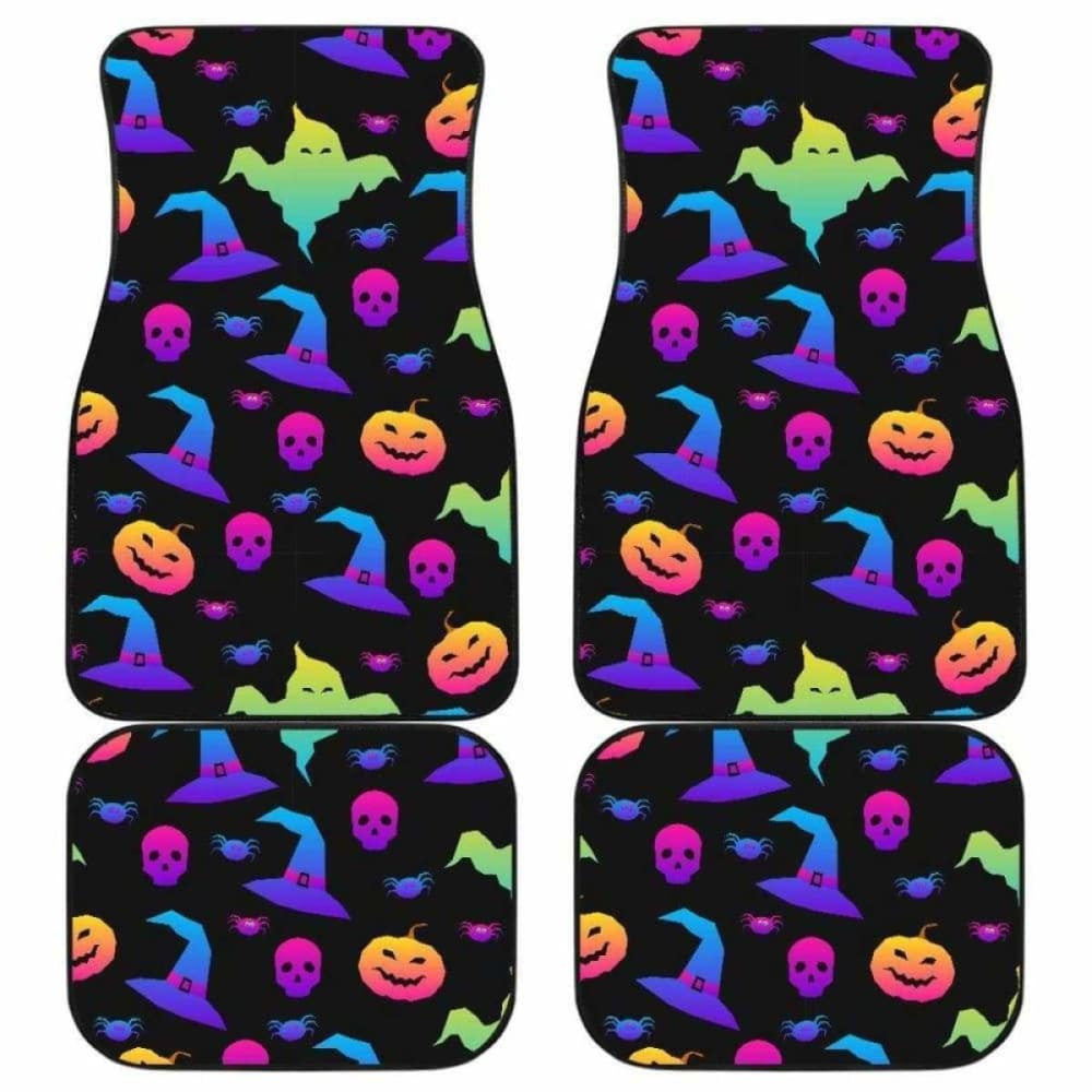 Colorful Halloween Background Front And Back Car Mats