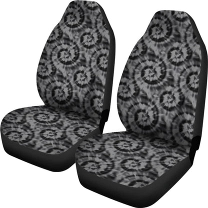 Black And Gray Tie Dye Car Seat Covers Front Seat Protectors