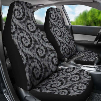 Black And Gray Tie Dye Car Seat Covers Front Seat Protectors