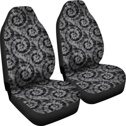 Black And Gray Tie Dye Car Seat Covers Front Seat Protectors