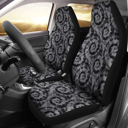 Black And Gray Tie Dye Car Seat Covers Front Seat Protectors