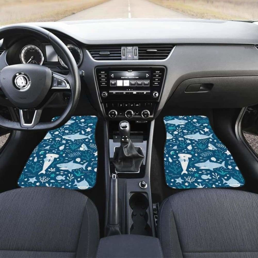 Cute Shark Pattern Front And Back Car Mats