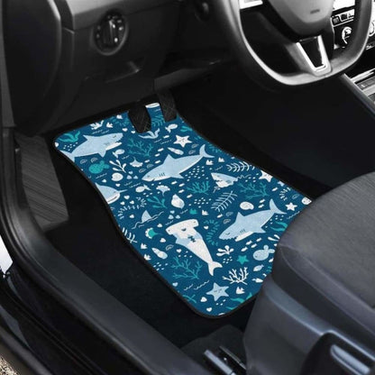 Cute Shark Pattern Front And Back Car Mats