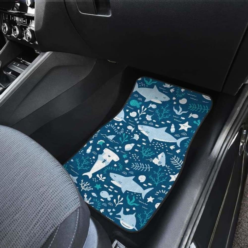 Cute Shark Pattern Front And Back Car Mats