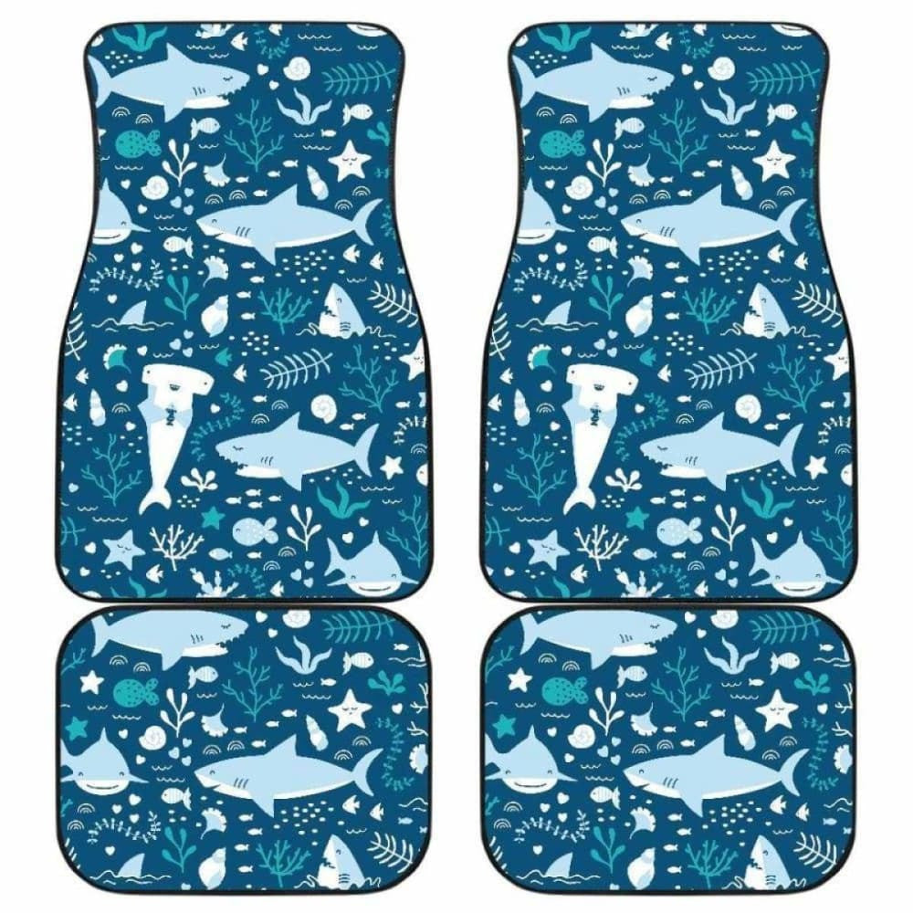 Cute Shark Pattern Front And Back Car Mats