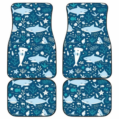 Cute Shark Pattern Front And Back Car Mats