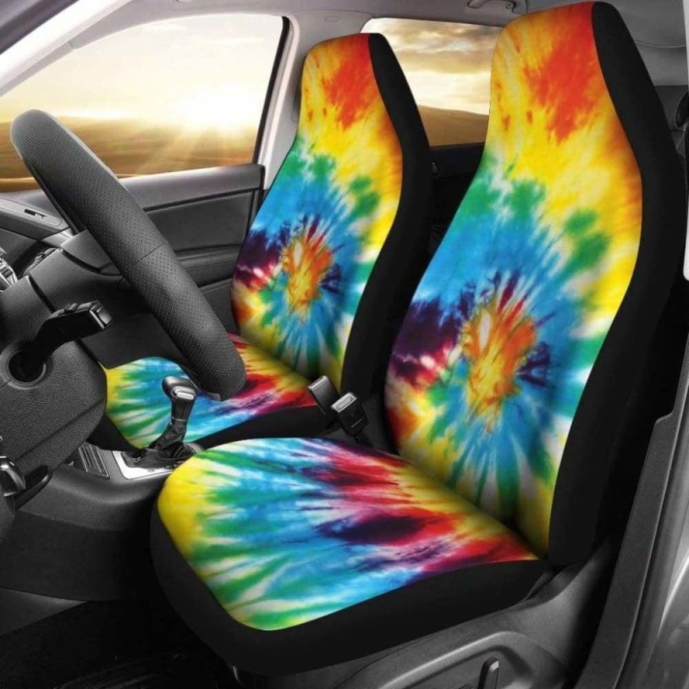 Colorful Tie Dye Abstract Art Car Seat Covers
