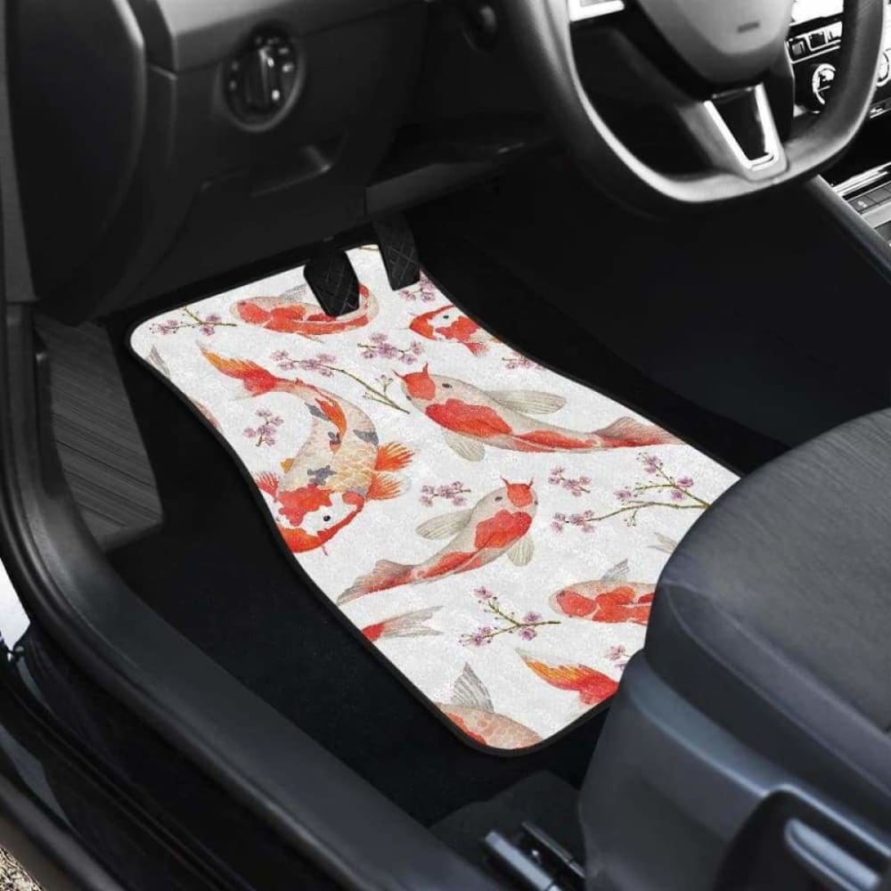 Watercolor Koi Fish Carp Fish Pattern Front And Back Car Mats