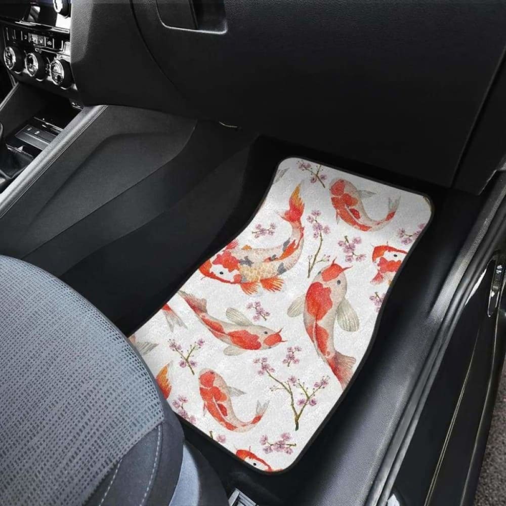 Watercolor Koi Fish Carp Fish Pattern Front And Back Car Mats