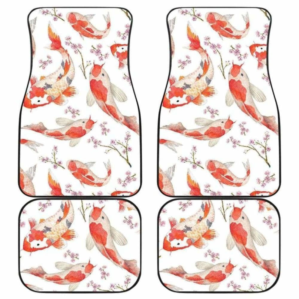Watercolor Koi Fish Carp Fish Pattern Front And Back Car Mats
