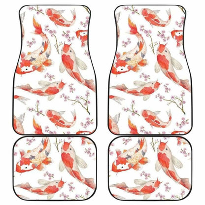 Watercolor Koi Fish Carp Fish Pattern Front And Back Car Mats
