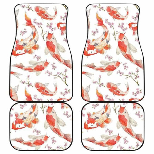 Watercolor Koi Fish Carp Fish Pattern Front And Back Car Mats