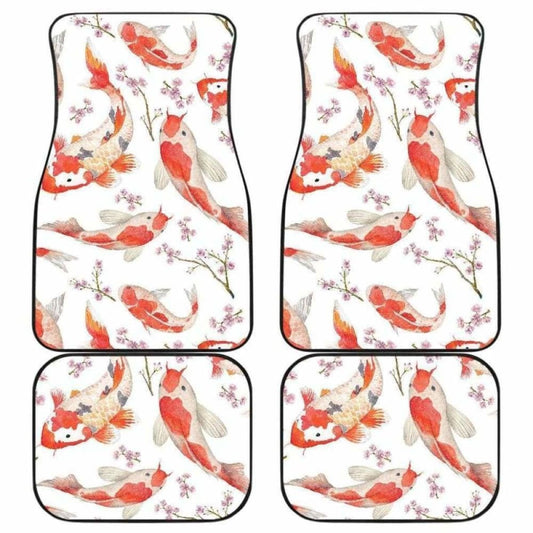 Watercolor Koi Fish Carp Fish Pattern Front And Back Car Mats