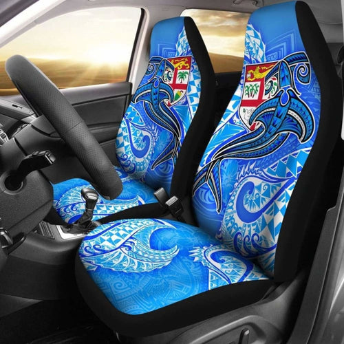 Fiji Car Seat Covers - Blue Shark Polynesian Tattoo -