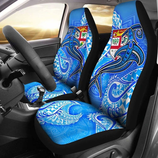 Fiji Car Seat Covers - Blue Shark Polynesian Tattoo -
