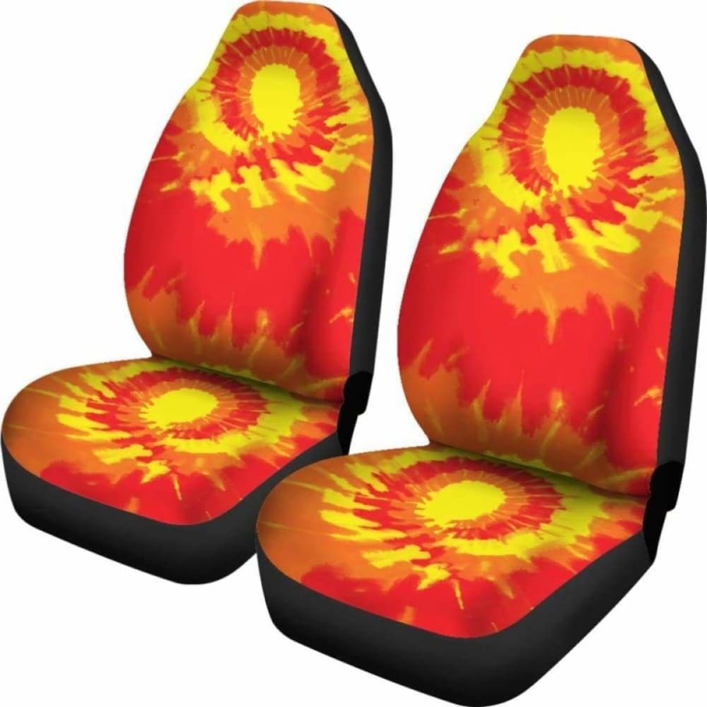 Red Orange And Yellow Tie Dye Car Seat Covers