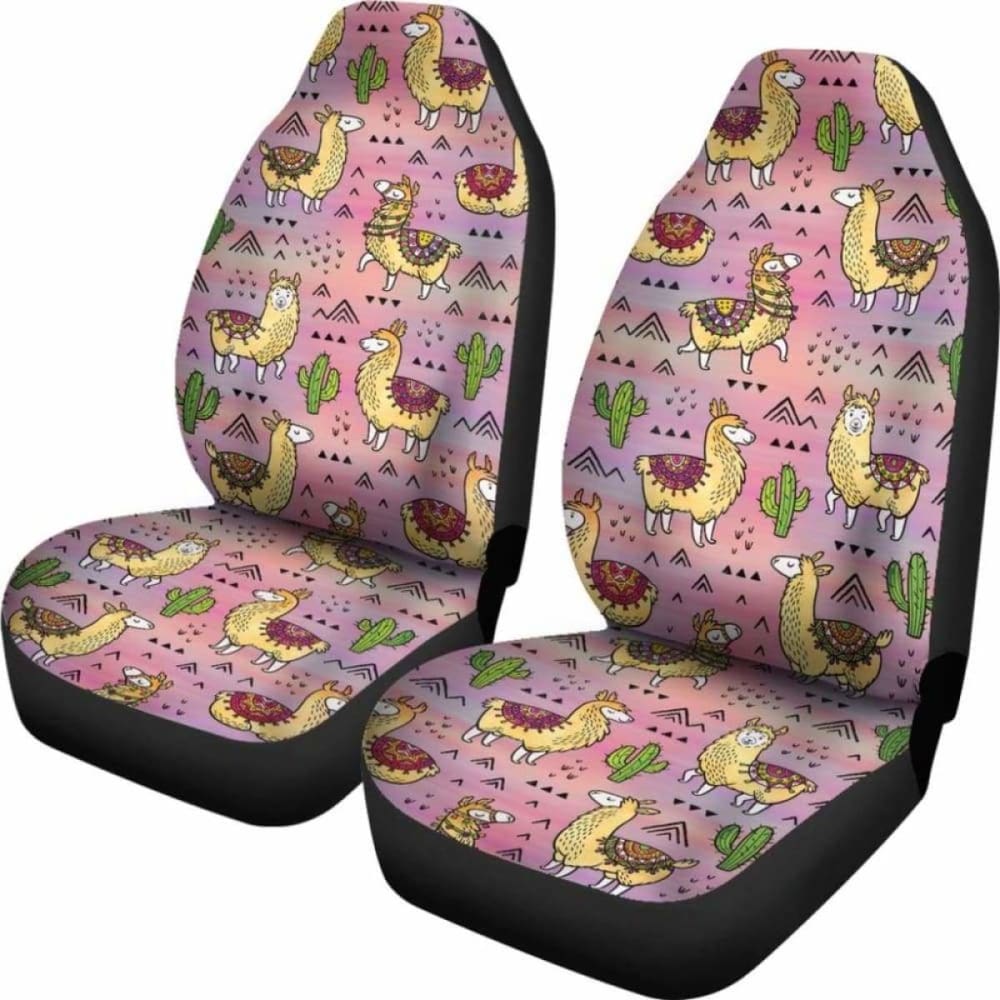 Pink Llama And Cactus Car Seat Covers Boho Seat Protectors