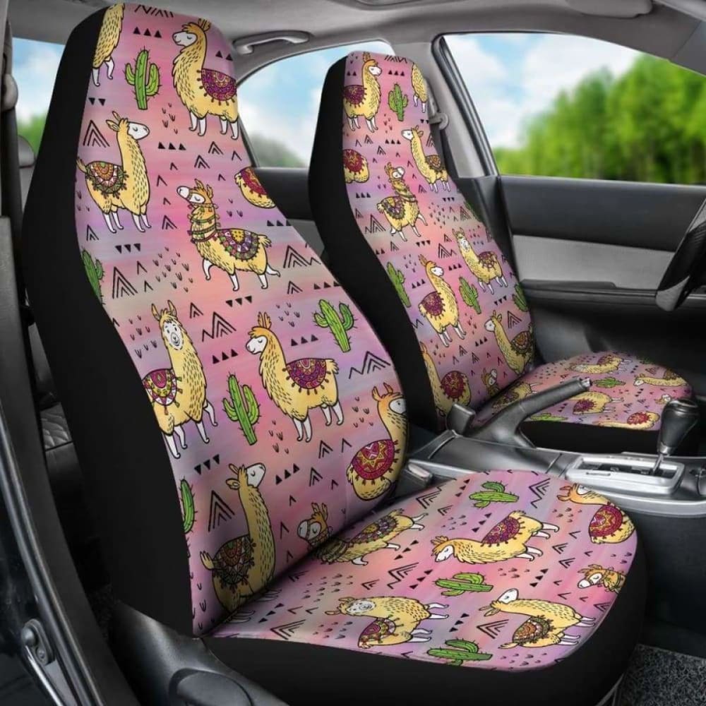 Pink Llama And Cactus Car Seat Covers Boho Seat Protectors