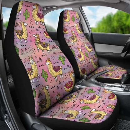 Pink Llama And Cactus Car Seat Covers Boho Seat Protectors