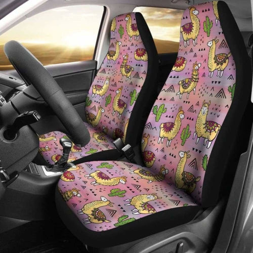 Pink Llama And Cactus Car Seat Covers Boho Seat Protectors
