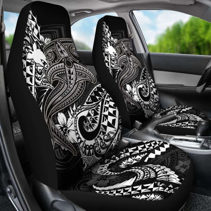 Papua New Guinea Car Seat Covers- White Shark Polynesian Tattoo -