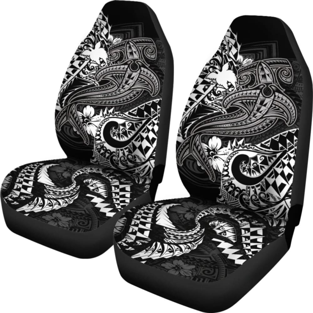 Papua New Guinea Car Seat Covers- White Shark Polynesian Tattoo -