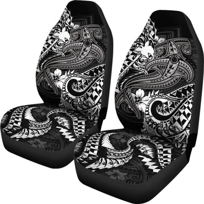 Papua New Guinea Car Seat Covers- White Shark Polynesian Tattoo -