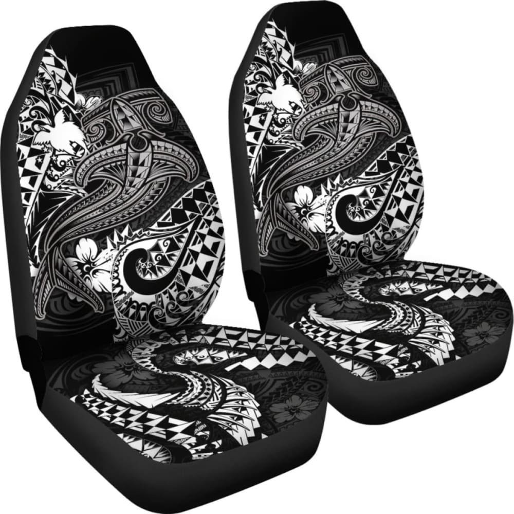 Papua New Guinea Car Seat Covers- White Shark Polynesian Tattoo -