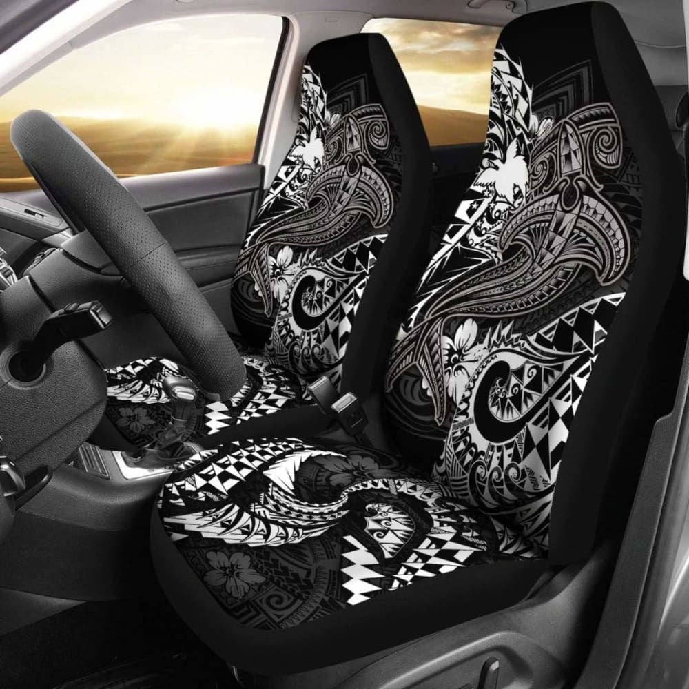 Papua New Guinea Car Seat Covers- White Shark Polynesian Tattoo -