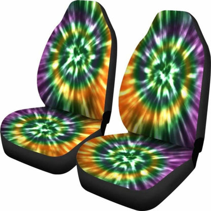 Orange Green And Purple Tie Dye Car Seat Covers