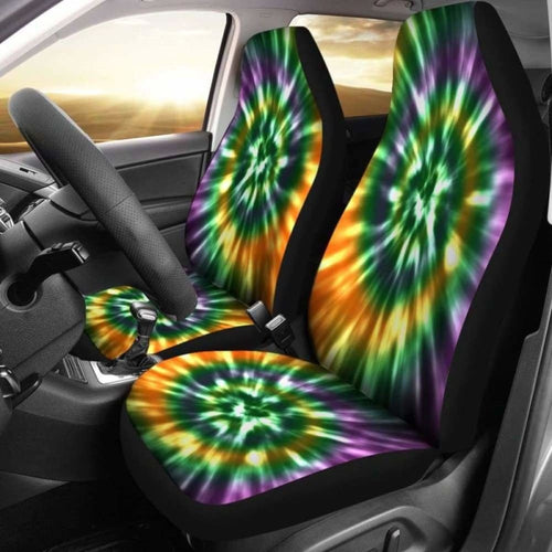 Orange Green And Purple Tie Dye Car Seat Covers