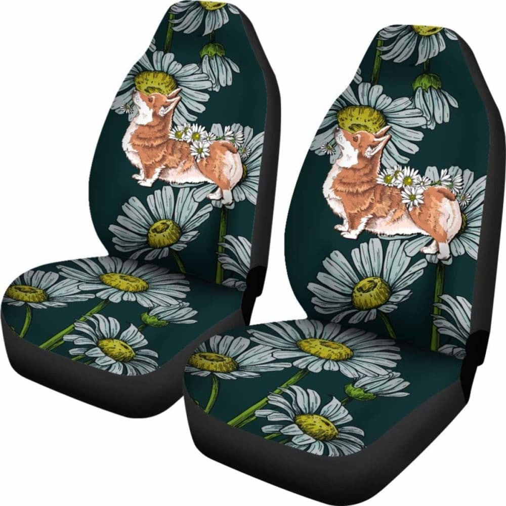 Corgi Car Seat Covers Daisies