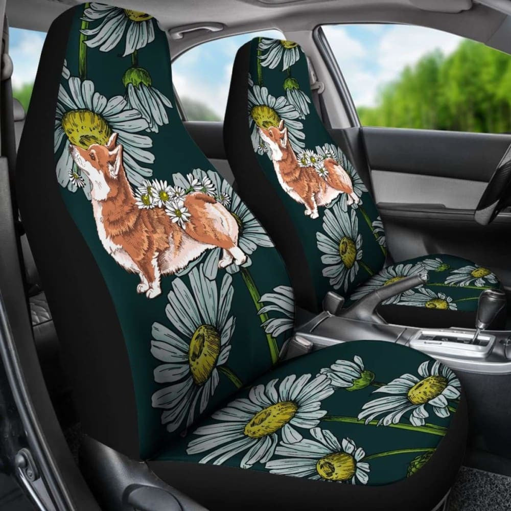 Corgi Car Seat Covers Daisies