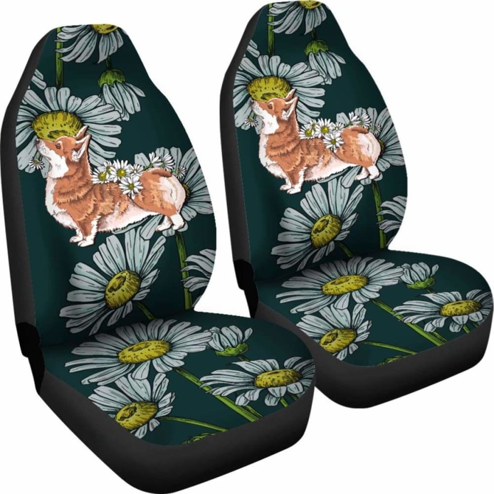 Corgi Car Seat Covers Daisies