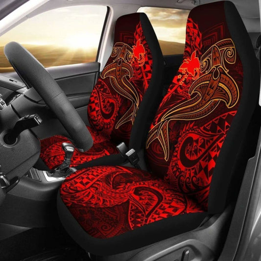 Papua New Guinea Car Seat Covers - Red Shark Polynesian Tattoo -