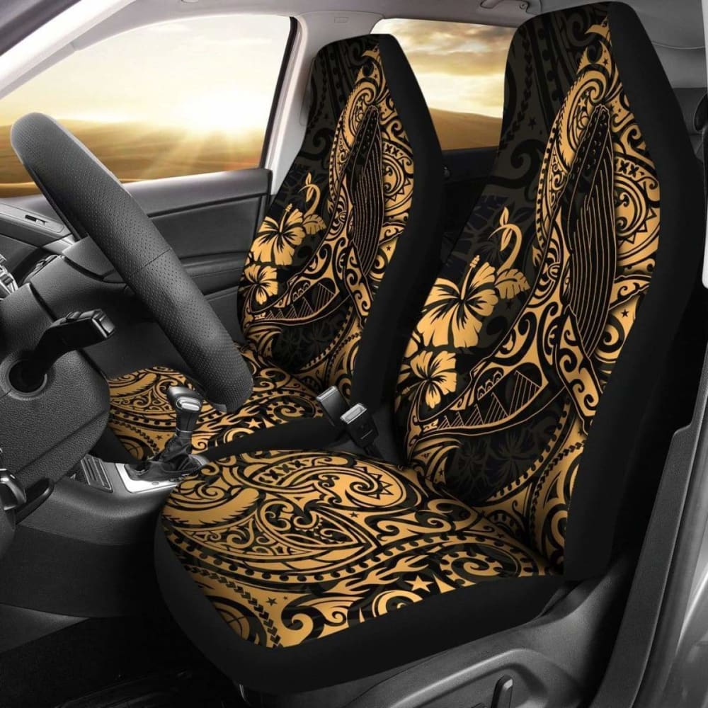Polynesian Hawaii Car Seat Covers - Polynesian Golden Humpback Whale -