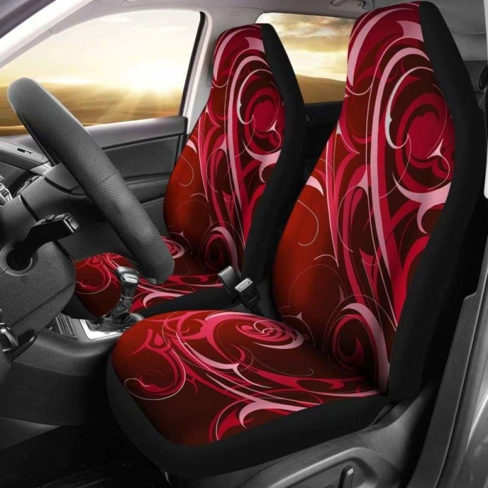Red Tribal Swirls Car Seat Covers