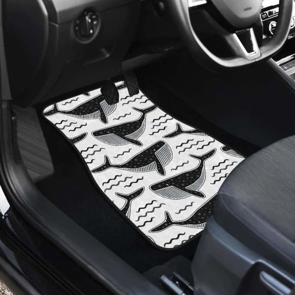 Black Whale Pattern Front And Back Car Mats
