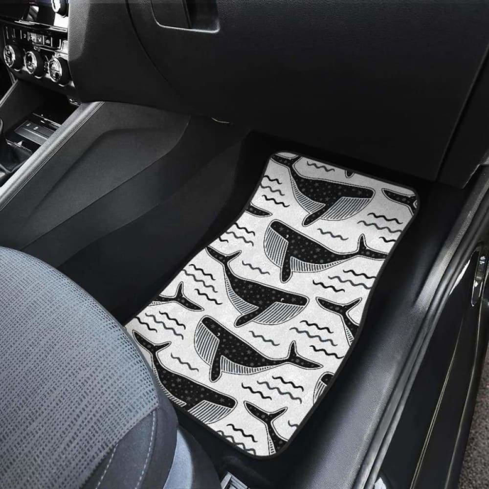 Black Whale Pattern Front And Back Car Mats
