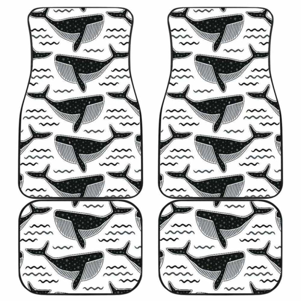 Black Whale Pattern Front And Back Car Mats
